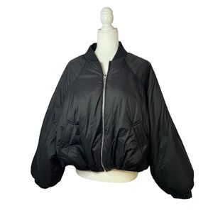 Zara cropped puffer oversized black bomber coat jacket, size M - L